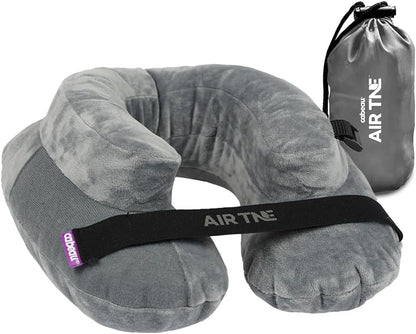 Cabeau Inflatable Travel Pillow – Air TNE – Adjustable, Lightweight, and Supportive for Sleeping on Airplanes, Trains, and Cars– Customized Fit and Compact Carrying Case (Slate Grey)
