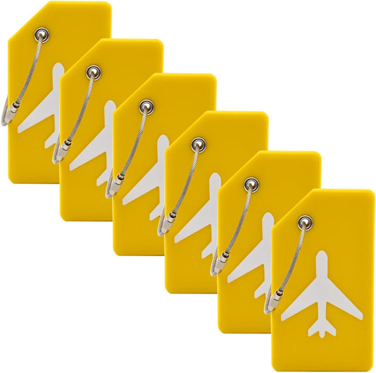 6 Pack Silicone Luggage Tag for Suitcases with Stainless Loop, Privacy Protection Travel Bag Tags Perfect to Quickly Spot Baggage Handbag (Aurantium)