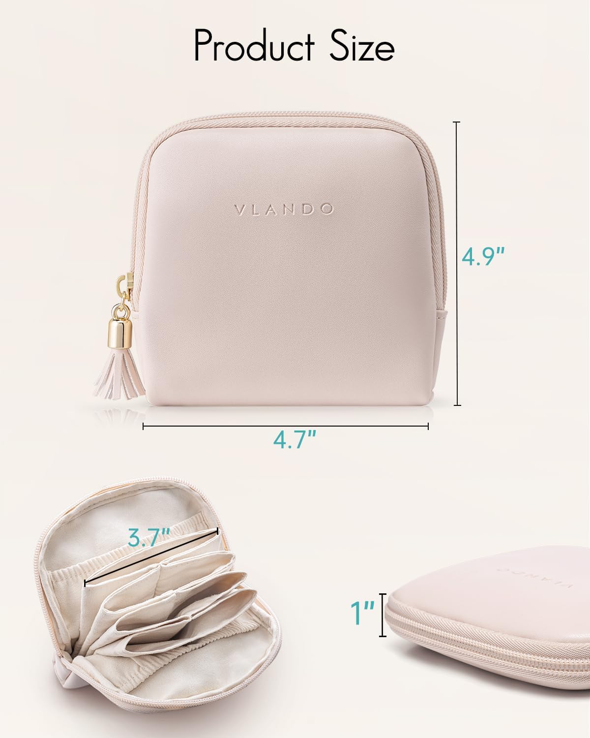 Vlando Small Travel Jewelry Organizer,Jewelry Pouch Bags,Velvet Jewelry Storage Bag for Bracelet Rings Earring,Portable Jewelry Travel Case for Traveler-Apricot Pink