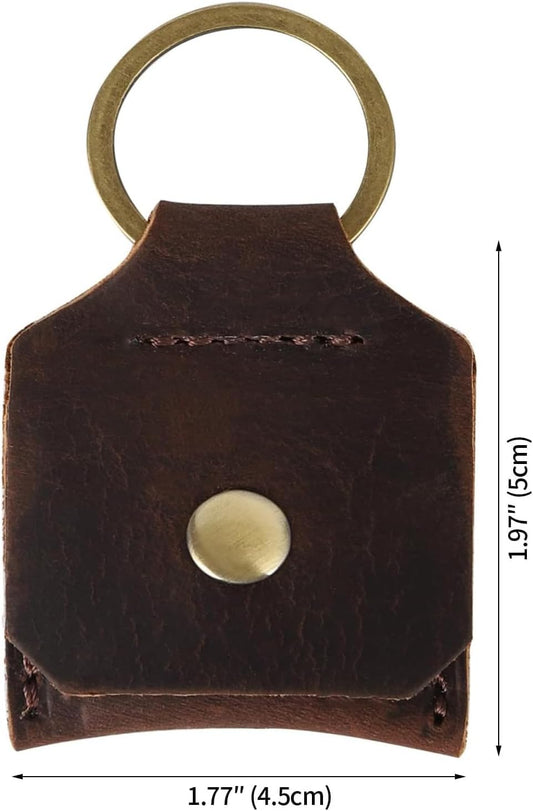 Jack&Chris Genuine Leather SD Card Holder Keychain, Anti-Shock Anti-Dust SD Card Case, Portable Camera Accessories for SD CF CFexpress Micro SD Nano SIM and Micro SIM Cards, Red Brown