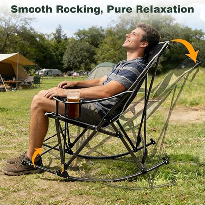 SUNNYFEEL Oversized Folding Rocking Camping Chair with Buckle Design 500lbs