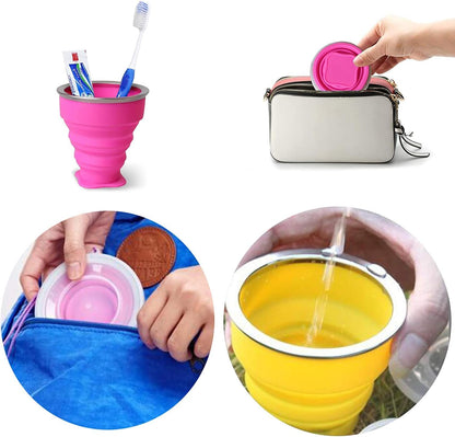 Collapsible Cup- Silicone Foldable Cups Expandable Folding DrinkingCup -Reusable Portable Mugs-Cup For Travel, Camping, Hiking, Survival, Car, Picnic, Beach, Holiday Vacation, Outdoor Sports Rose