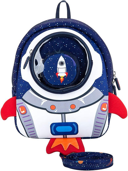 JiePai Toddler Rocket Backpack Leash Anti-lost Waterproof 3D Cartoon Kids Backpack