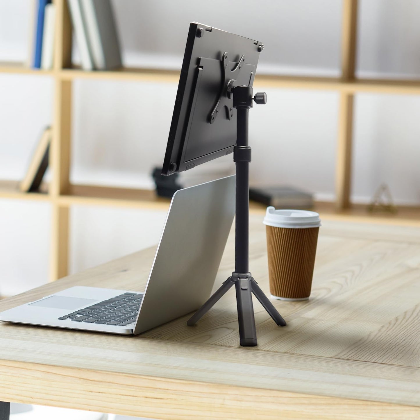 Kado Metal Portable Monitor Stand Tripod, 100x100mm 75x75mm Wall/Arm Mount Adapater Bracket Plate, 360° Ball Head and 1/4" Screw Compact for Phone, Tablet, Projector, Camera and Webcam