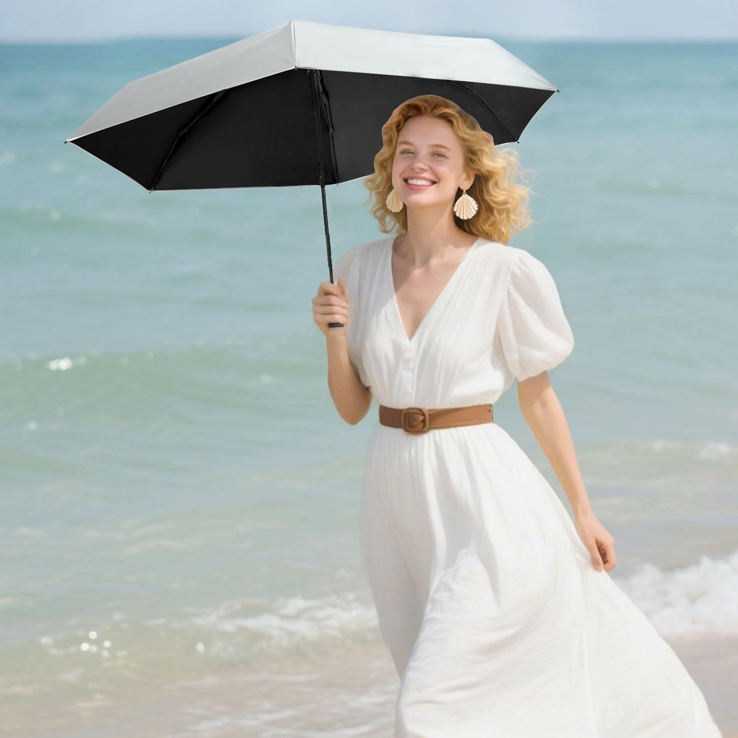 Mini Travel Umbrella - UPF 50+ Sun Protection Compact Manual Open Small Sun Umbrella