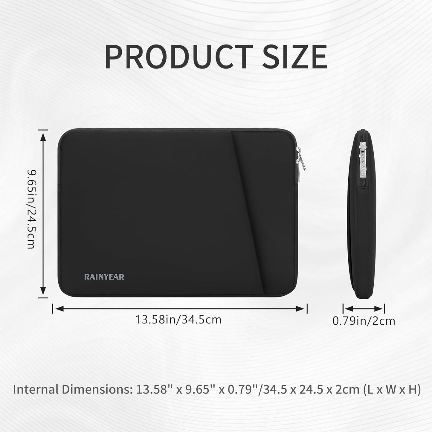 RAINYEAR Laptop Sleeve Case with Front Pocket, 13.3 Inch Protective Portable Case Briefcase Laptop Bag Cover Compatible with MacBook Air/Pro 13-13.3 inch, MacBook Pro/Max 14 inch, Black