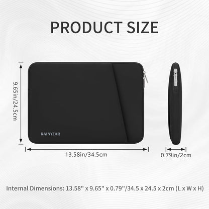 RAINYEAR Laptop Sleeve Case with Front Pocket, 13.3 Inch Protective Portable Case Briefcase Laptop Bag Cover Compatible with MacBook Air/Pro 13-13.3 inch, MacBook Pro/Max 14 inch, Black
