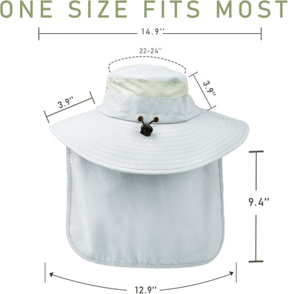 Fishing Hat Breathable Wide Brim Sun Hats with Neck Flap Bucket Hat Outdoor Safari Hat for Men Women UPF 50+ Sun Protection