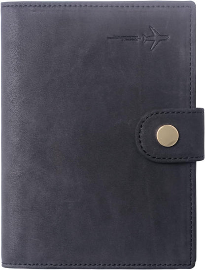 Genuine Leather Passport Case, RFID Passport Cover with Credit Card Holder for Women and Men Family ID Travel