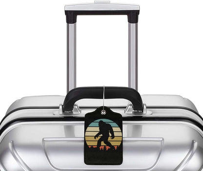 2 Pcs Bigfoot Luggage Tags for Suitcases, Funny Sasquatch Luggage Tags, Bachelorette Honeymoon Anniversary Christmas Birthday Travel Bag Gift for Men Women, Privacy Cover ID Label with Steel Loop