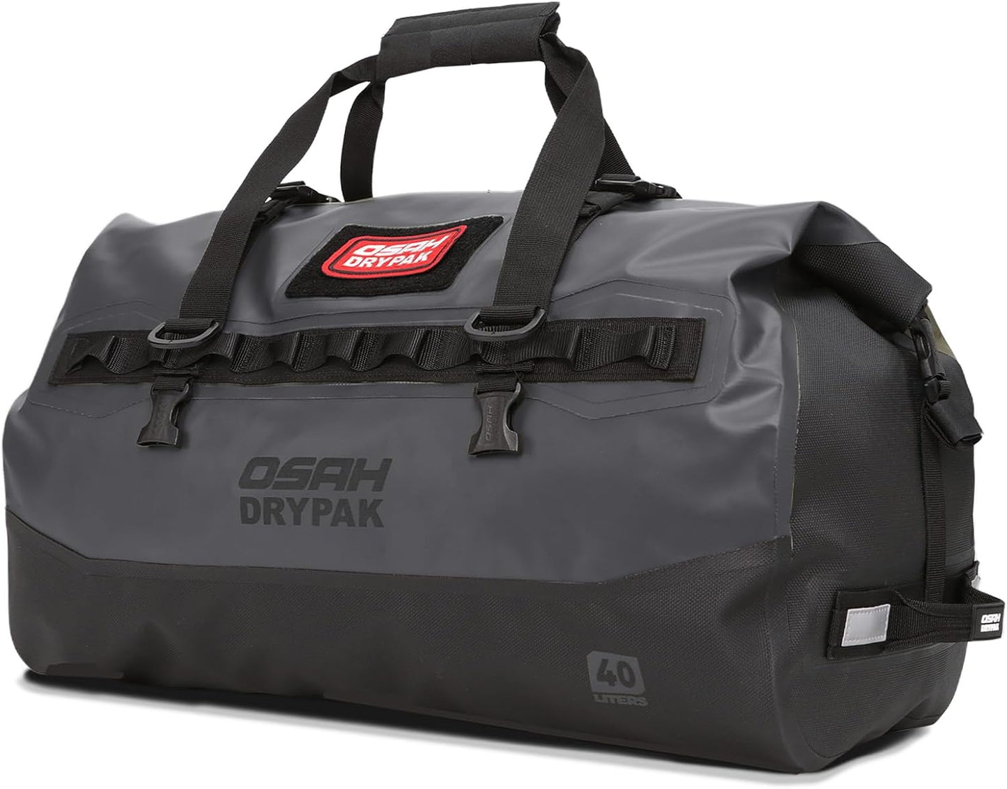 Waterproof Duffel Bag - Motorcycle Dry Bag 40L Tail Bag with Large Storage Space, Waterproof Duffle Bags with Outer Mesh Zipper Pocket for Camping, Kayaking, Fishing & Traveling-Grey