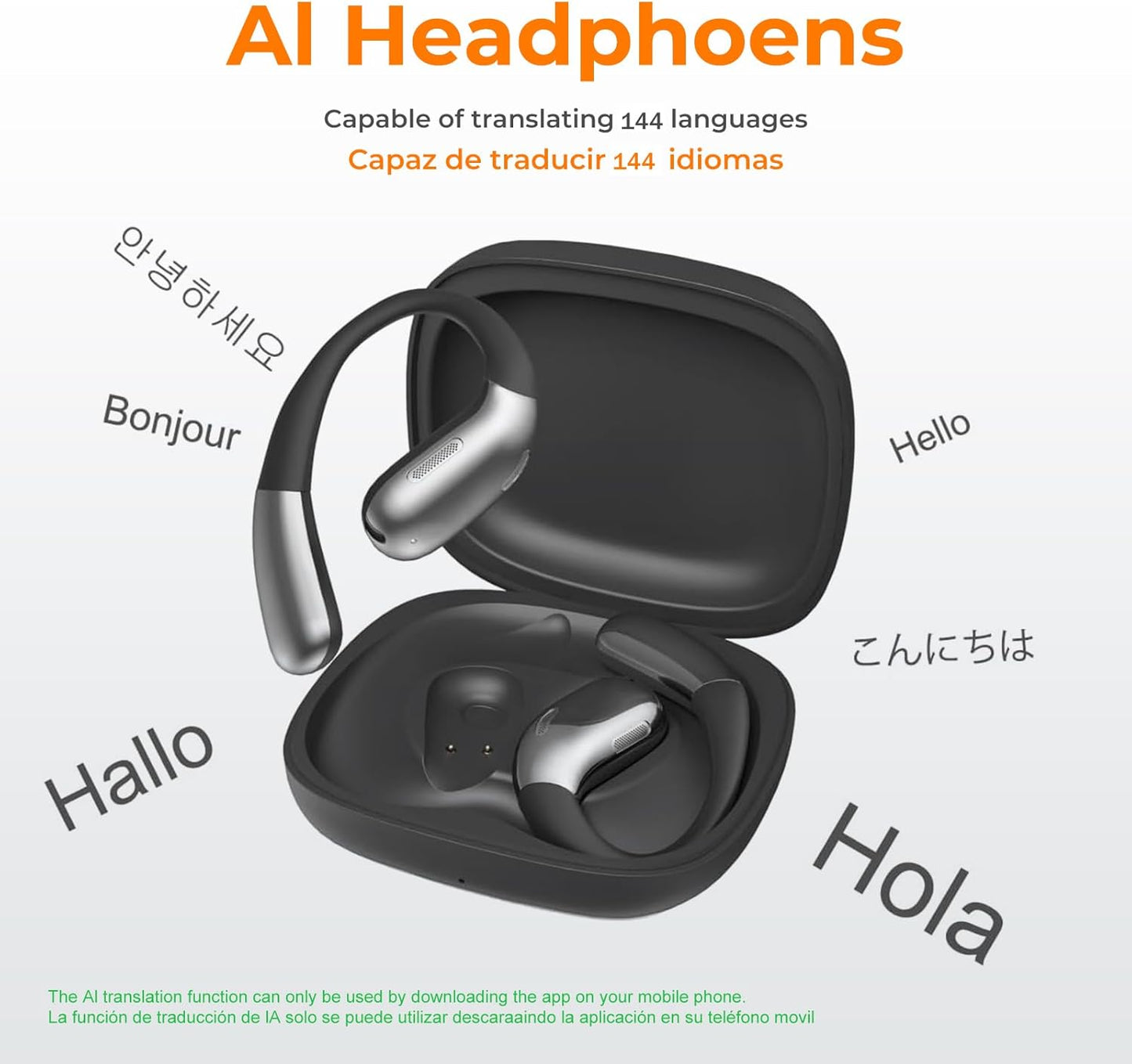 AI Translation Earbuds Real Time 144 Language - Bluetooth Translator Headphones with APP, Offline Mode Translator Device for Travel Business Conference Learning,Wireless Earbuds with Charging Case