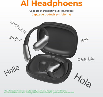AI Translation Earbuds Real Time 144 Language - Bluetooth Translator Headphones with APP, Offline Mode Translator Device for Travel Business Conference Learning,Wireless Earbuds with Charging Case