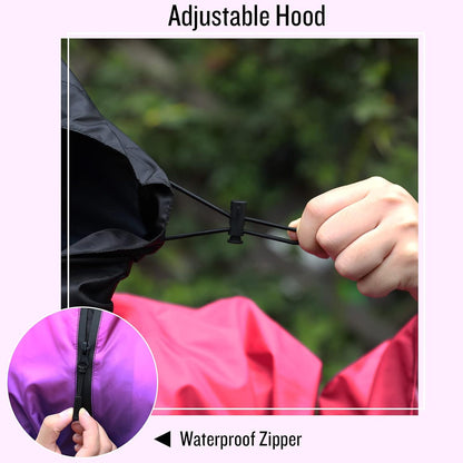 SaphiRose Rain Poncho Jacket Coat Hooded for Adults with Pockets