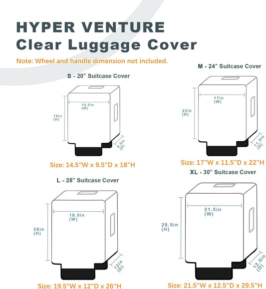 HYPER VENTURE Clear PVC Luggage Cover Full Transparent Suitcase Protector Fits 30 Inch Luggage, XL