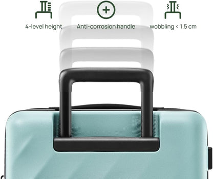 Trunk Luggage 22 Inch, Small Checked Luggage with Double Spinner Wheels, Anti-Burst Zipper, Hard Case PC Suitcase, Lightweight Travel Luggage, TSA Approved (Crystal Green, Hudson)