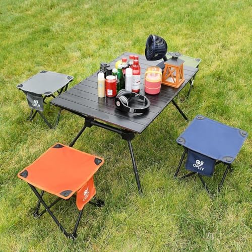 Opliy Camping Stool 2 Pack,Portable Folding Stool for Outdoor Gardening and Beach Hiking Fishing,Foot Stool with Carry Bag (Green)