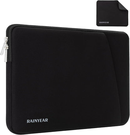 RAINYEAR Laptop Sleeve Case with Front Pocket, 15.6 Inch Protective Portable Case with Front Pocket, Briefcase Laptop Carrying Bag Cover Compatible for HP, Dell, Asus, Lenovo, Notebook, Black