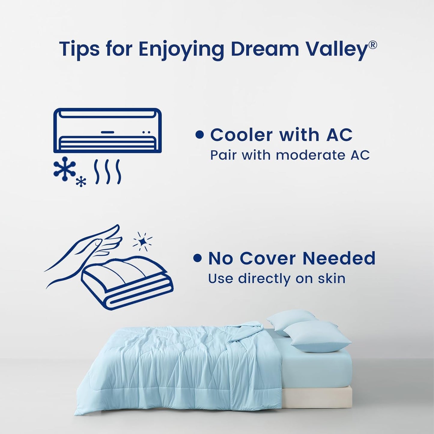 Dream Valley® Outlast® Deepsleep Cooling Comforter, Twin Size, NASA-Grade Space Technology Cooling Blanket for Hot Sleepers Night Sweats, Q-Max > 0.45 Aerocool™ Breathable, Ice Blue, 68"x90"