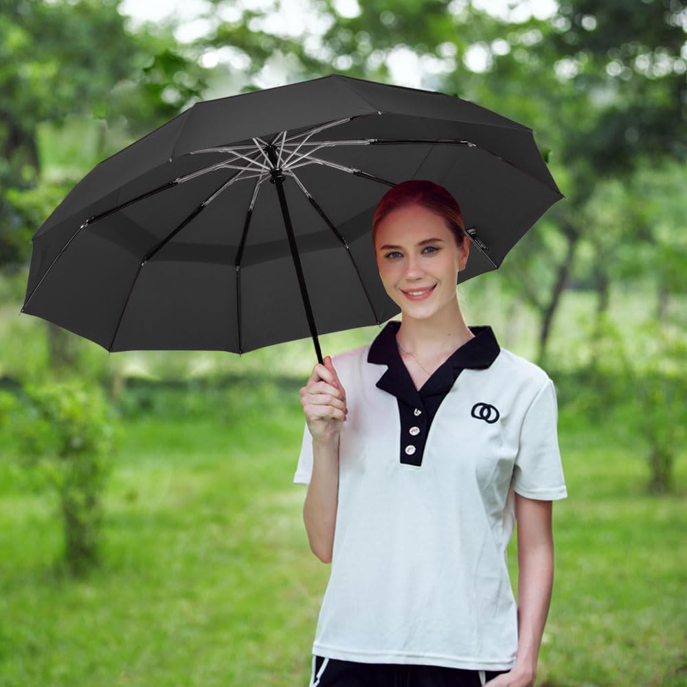 LANBRELLA Compact Reverse Folding Umbrella Auto Windproof Travel Umbrella