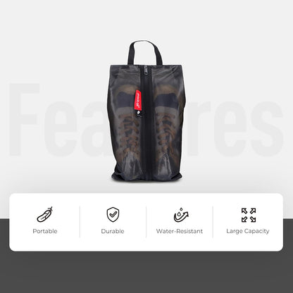 pack all Shoe Bag for Travel, Water-Resistant Shoe Pouch for Gym, Odor-Resistant Soccer Cleats Bag for Sport (Black, 1-Pack)