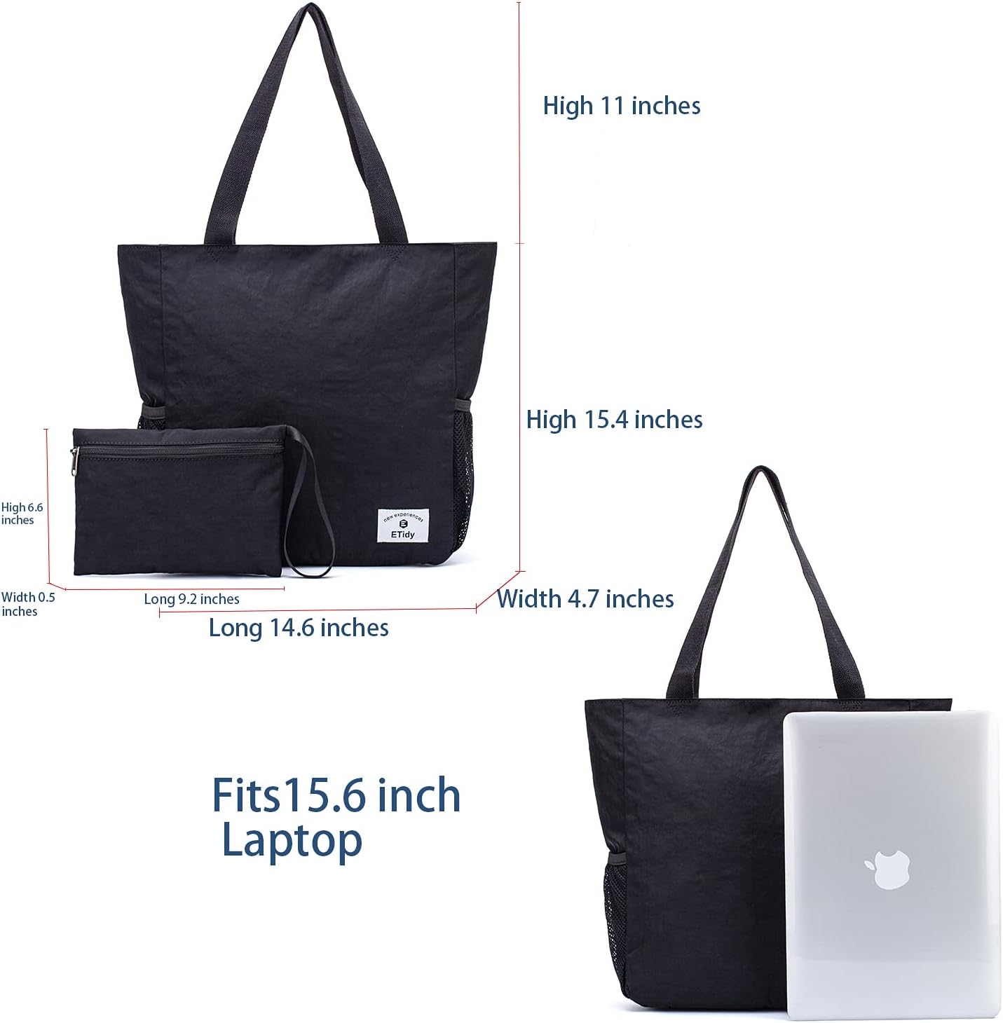 ETidy Large Capacity Foldable Tote Bag With Zipper Water-resistant SandproofWomen Beach Bag Handbag GymBag Travel ShoppingBag