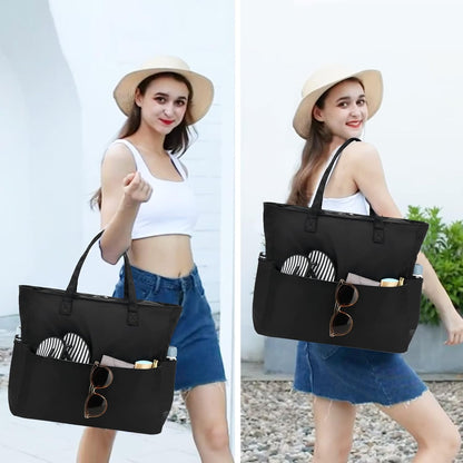 Waterproof Beach Tote Pool Bags for Women Ladies Extra Large Gym Tote Carry On Bag With Wet Compartment for Weekender Travel
