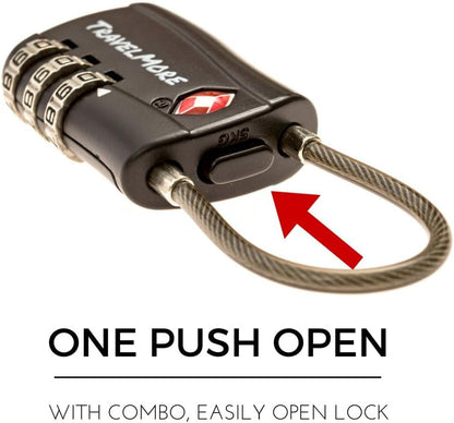 TravelMore 10 Pack TSA Approved Travel Combination Cable Luggage Locks for Suitcases - Orange (10 Pack, Black)