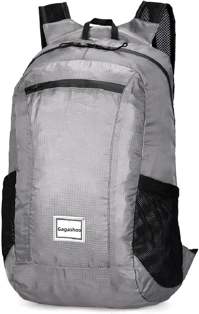 Small Foldable Hiking Daypack Packble Skin Casual Backpack Camping Cycling Travel Outdoor Day Bags Useful (Gray)
