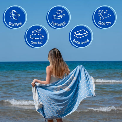 Turkish Beach Towel - 100% Organic Cotton - Soft, Quick-Dry, Sand Proof, Prewashed - Lightweight & Oversized for Beach, Pool, Yoga, Bath, Travel, Gym, Throw - Sienna (Brown)