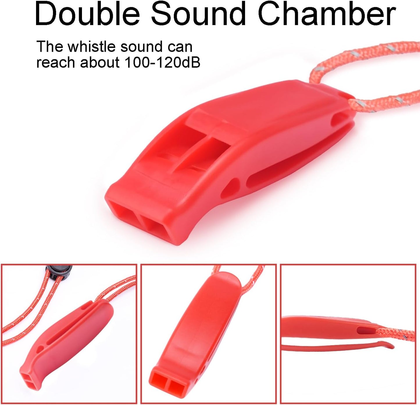 4 Pack Emergency Whistles, Loud Shrill Safety Whistle with Reflective Lanyard for Outdoor Climbing Hiking Camping Fishing Boat Kayak Life Vest Jacket Boating Water Survival Rescue Signaling (Orange)