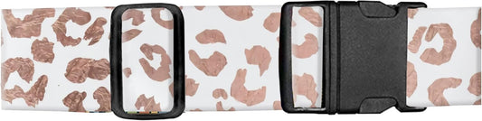 Luggage Straps for Suitcases, Adjustable Travel Belt, Durable Wide Luggage Strap, Cute Suitcase Strap Identifiers with Buckle, Bag Straps for Luggage, White Pink Leopard