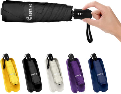 GAOYAING Compact Automatic Travel Umbrella with Case, Mini Small Folding Sun UV, Pocket Purse Umbrella