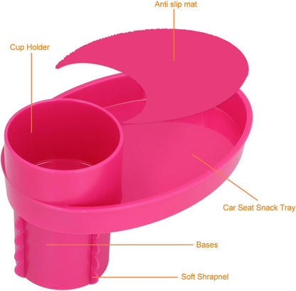 Car Seat Snack Tray, Convenient Toddler Road Trip Essentials Food Plate Cup Holder Tray for Snacks Toys, Entertainment Toddler Carseat Eating Plate Table for Travel ()