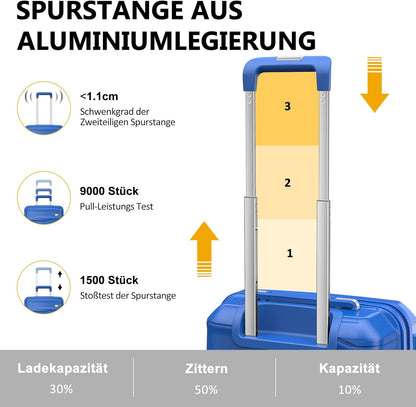 24 Inch Luggage with Spinner Wheels, Hard Shell Suitcase, Lightweight PP Luggages with TSA Lock, Checked-Medium Suitcases 24-Inch, Blue
