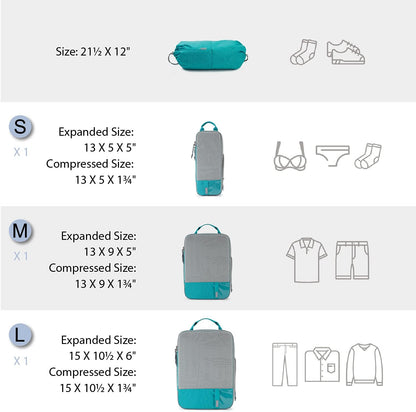 BAGSMART 6 Set Compression Packing Cubes - Lightweight Travel Essentials, Durable Luggage Organizer