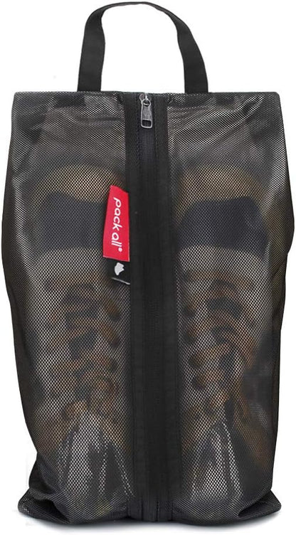 pack all Shoe Bag for Travel, Water-Resistant Shoe Pouch for Gym, Odor-Resistant Soccer Cleats Bag for Sport (Black, 1-Pack)