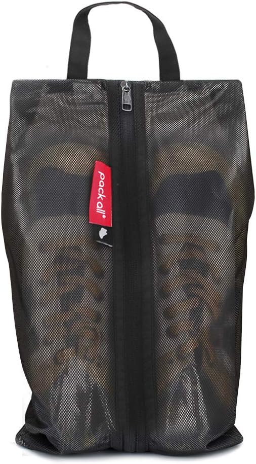pack all Shoe Bag for Travel, Water-Resistant Shoe Pouch for Gym, Odor-Resistant Soccer Cleats Bag for Sport (Black, 1-Pack)