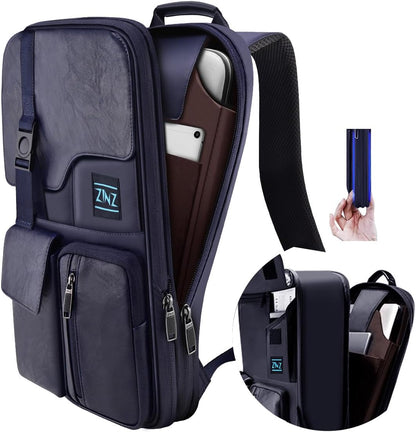 ZINZ Laptop Backpack 15 15.6 16 Inch, Expandable Computer Rucksack with Multi-Pockets Anti-Theft Travel Daypack for Men and Women,Blue