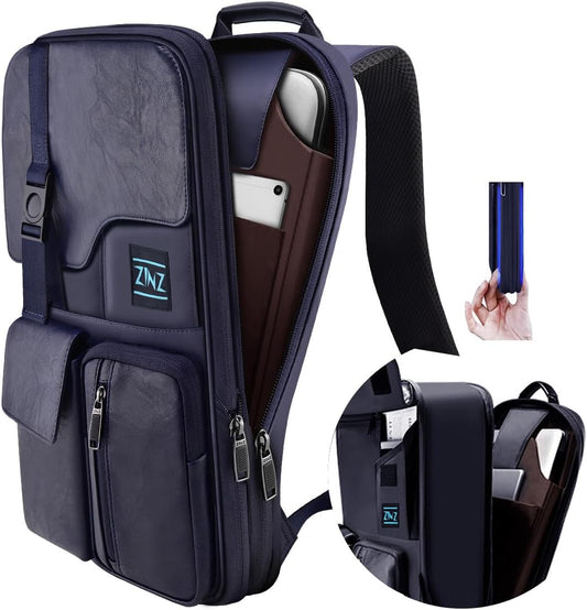 ZINZ Laptop Backpack 15 15.6 16 Inch, Expandable Computer Rucksack with Multi-Pockets Anti-Theft Travel Daypack for Men and Women,Blue