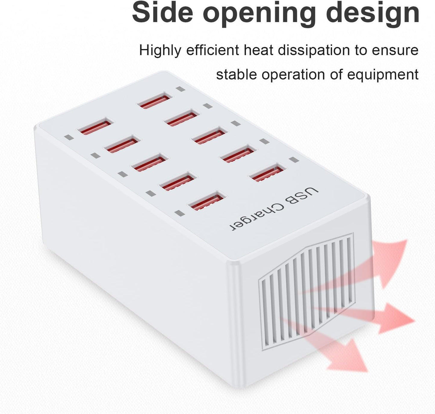 USB Charger 10-Ports Charging Station for Multiple Devices USB Wall Charger Power Hub Strip Smart Plug Charging Dock Block Compatible for iPhone Xs/XR,iPad,iPod,Smart Phones