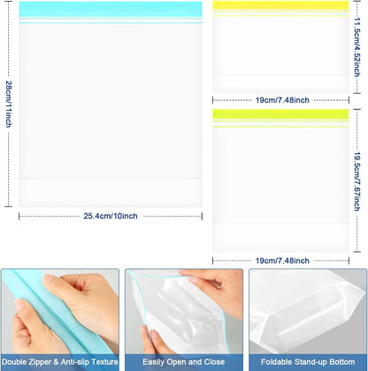 Lerine 16 Pack Reusable Gallon Freezer Bags Dishwasher Microwave Safe, Stand Up BPA Free Reusable freezer Bags 1 Gallon, Extra Thick Leakproof Food Storage Bags for Meal Prep, Kitchen Organization