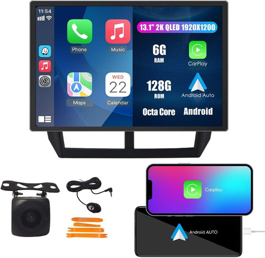 Kunfine CarPlay Android Auto Navigation Stereo GPS Radio Reverse Camera Display 13.1" QLED Touchscreen Headunit Tablet Pad Media Player for Subaru Forester 2007-2013, if Applicable Octa Core 6G+128G