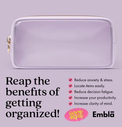 Clear Makeup Bag Zipper Pouch, Transparent Cosmetic Case Organizer, TSA Approved Travel Toiletry Case, Travel Accessories Essentials Makeup Tote for Women, Small Cute Make up Bag for Purse - Lilac