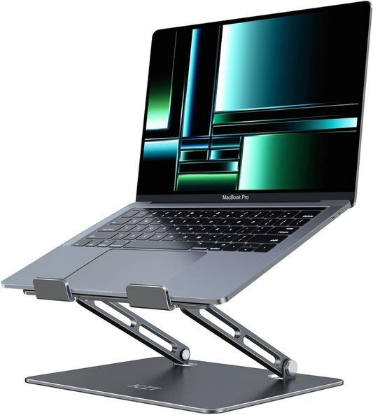 Aluminum Laptop Stand, Laptop Stand for Desk, Adjustable Height Ergonomic Computer Stands Compatible with MacBook Air, Pro, Dell, HP, Lenovo More, All 10-16'' Notebooks Laptops, Gray