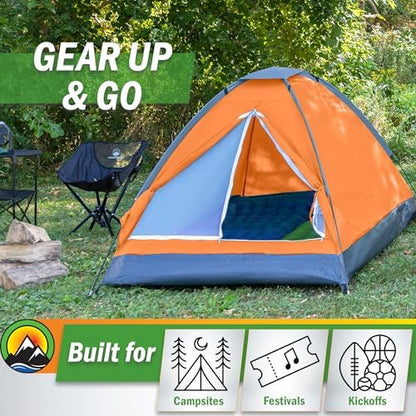 2 Person Camping Tent with Rain Fly and Carrying Bag - Lightweight Outdoor Pop Up Tents for Camping Essentials, Music Festivals, Backpacking, Hiking, or Beach Shelter by Wakeman Outdoors