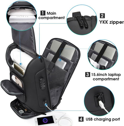 BANGE Business Backpack,Laptop Backpack with USB Charging Port, Slim Business Backpacks Fit for 15.6 INCH,Men Traveling Backpackfor Men and Women