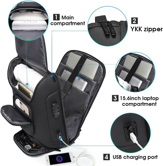 BANGE Business Backpack,Laptop Backpack with USB Charging Port, Slim Business Backpacks Fit for 15.6 INCH,Men Traveling Backpackfor Men and Women