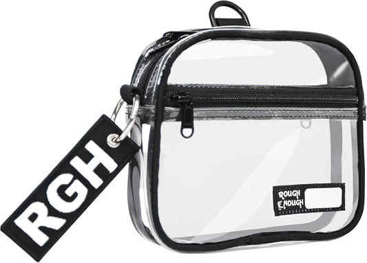 Rough Enough Clear Quart Size TSA Approved Toiletry Bag Small with Keychain for Travel Size Toiletries
