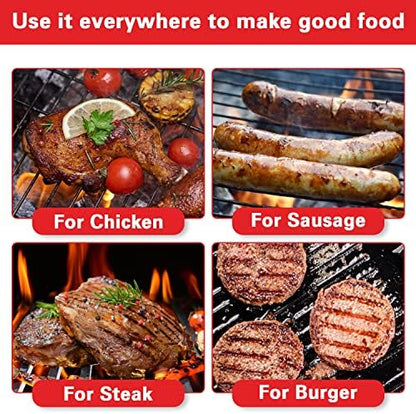Alpine Cuisine Premium Portable BBQ Grill, 14 Inch, Heavy Duty Steel Outdoor Charcoal Grill for Camping, Tailgating, Patio & Backyard, Red